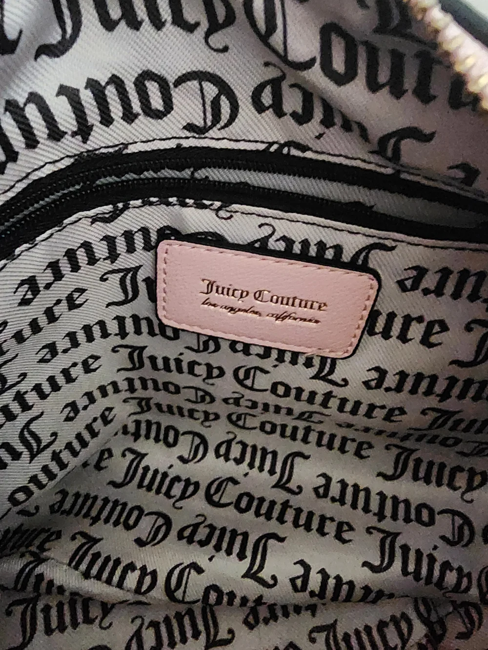 Juicy Couture Black and Pink Hobo Bag with Heart Coin Pouch
